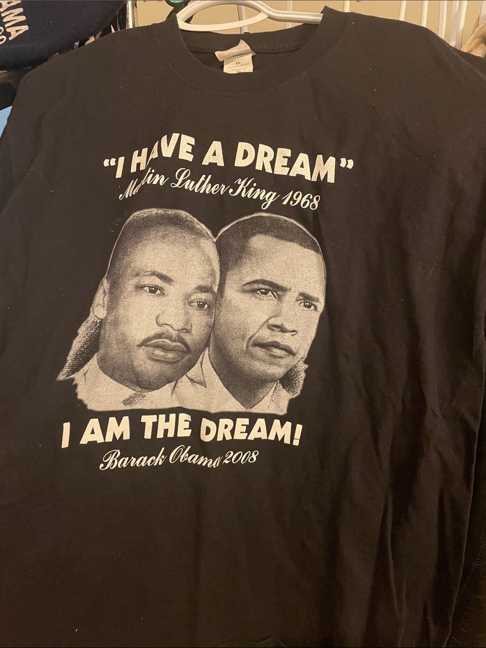Obama & MLK Black Graphic Tee with White Historical Portrait